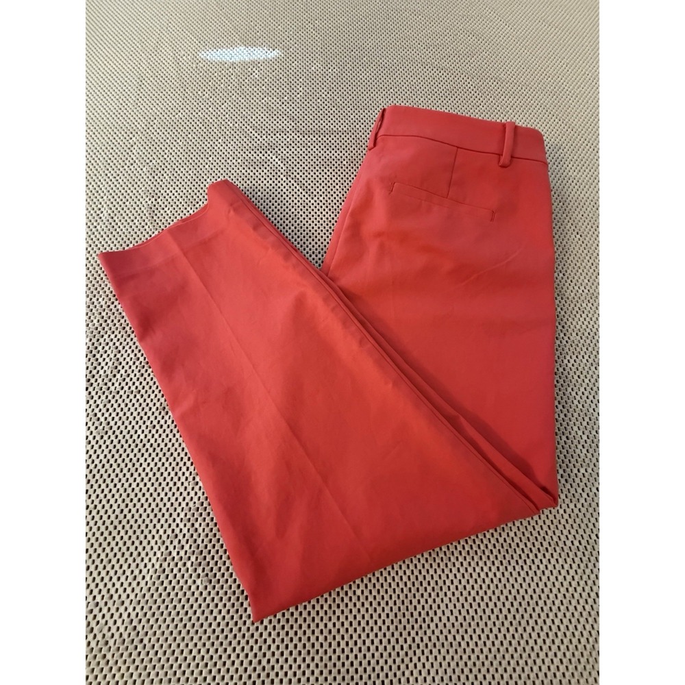New LOFT Riviera Slim Pants Sz 8 Coral Red Mid Rise Ankle Straight Leg Stretch